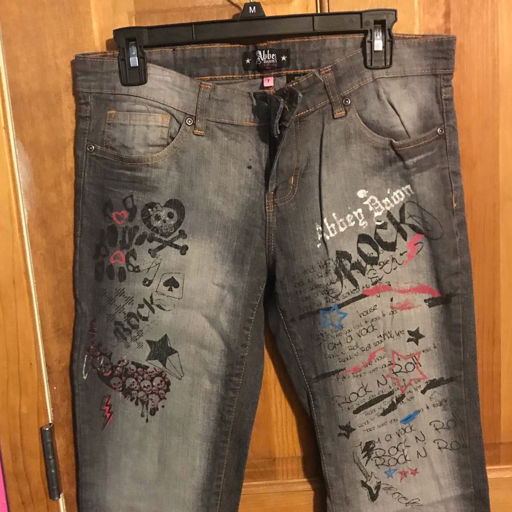 Wash gray designed front and back jeans